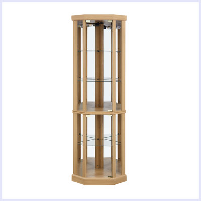 Modern Lighted Glass Curio Display Cabinet With Storage