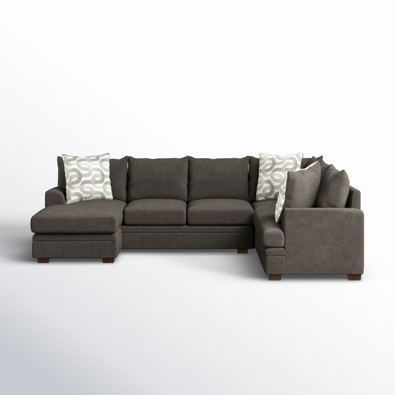 Azjah 123" Wide Right Hand Facing Sectional with Chaise, Gray