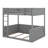 Queen Size Wooden Bunk Bed With Built-In Shelves, LED Light And USB Charging Station-535164802