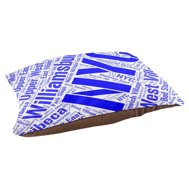 Coussin de chien « districts », Grand (l 40 po x P 30 po x H 14 po), Bleu, New York
