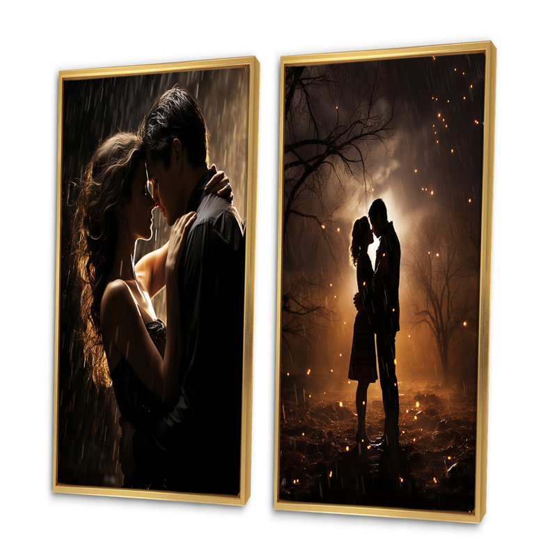 " Wedding Couple Celestial Union " 2 - Pieces, 40" H x 40" W, Gold Framed