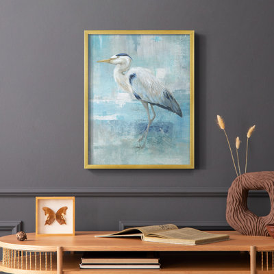 Blue Heron II, reproduction encadrée - bois massif