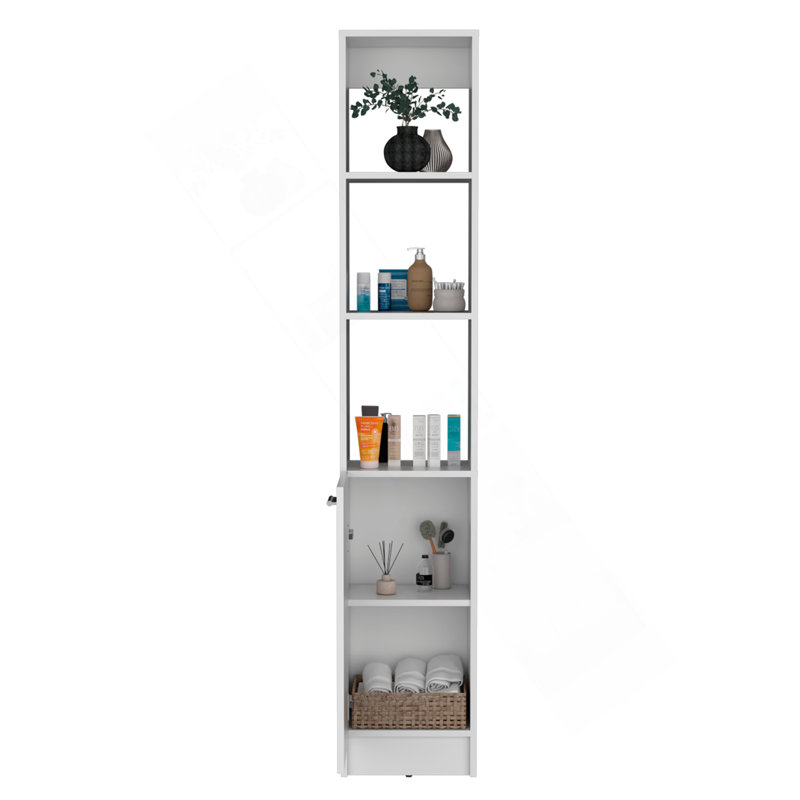 Parks Linen Bathroom Storage Cabinet With One Doors, Tall Bathroom Cabinet With 6 Shelves, For Bathroom, Living Room, Kitchen