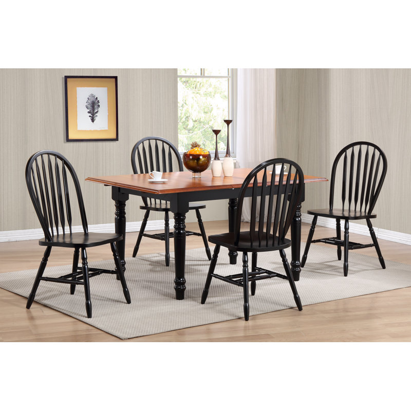 Azizi 4 - Person Solid Wood Top Four Leg Dining Set, Black