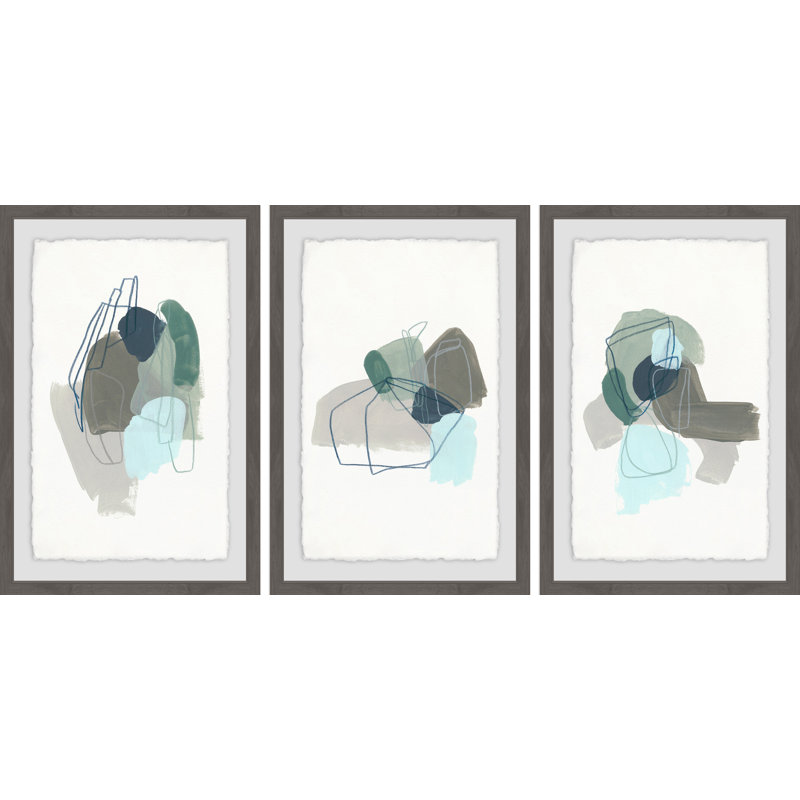 «Coda IX Triptych», ensemble de 3 reproductions d'art sur papier encadrées, H 24 po x l 16 po