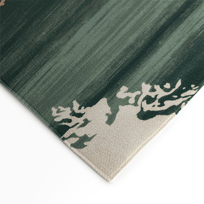 Watercolor Green Indoor and Outdoor Area Rug, Rectangle 3' x 5'