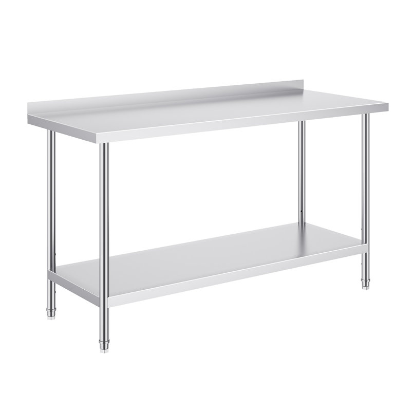Table de travail en acier inoxydable avec cloison arrière, tablette réglable, H 36 po x l 60 po x P 24 po