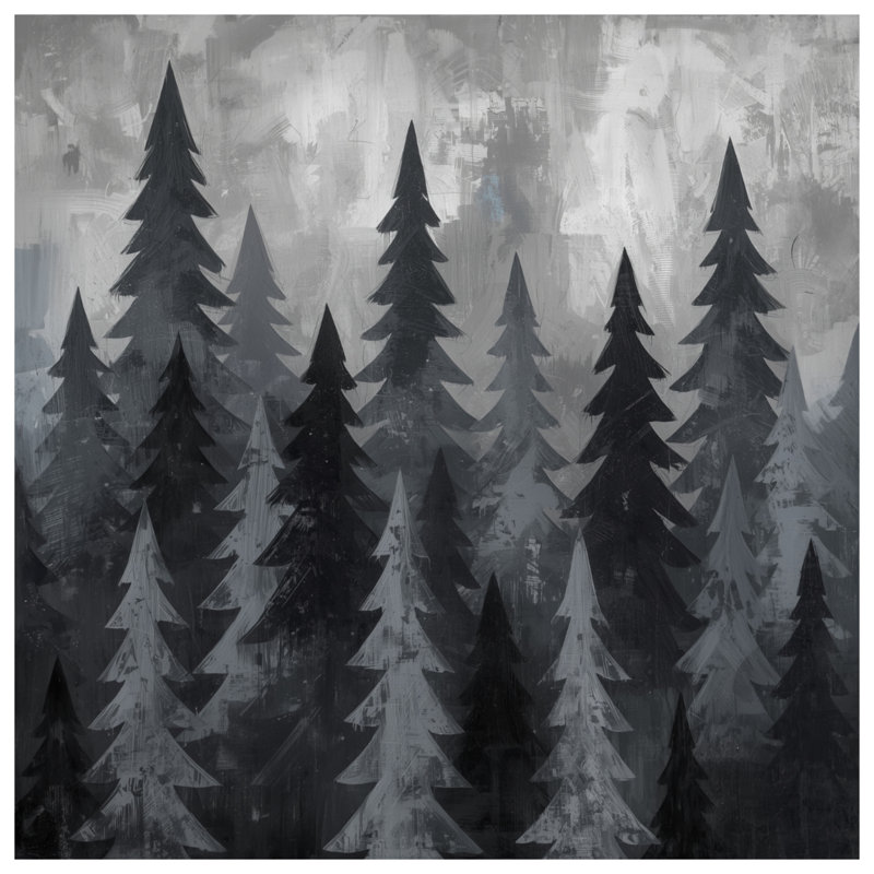Tapis pour salle de bain Grey Pine Tree Forest, L 34 po x L 21 po