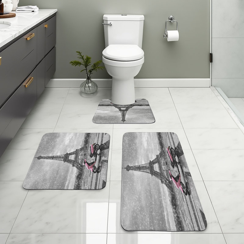  Ensemble de 3 tapis de salle de bain Tour Eiffel Eiffel