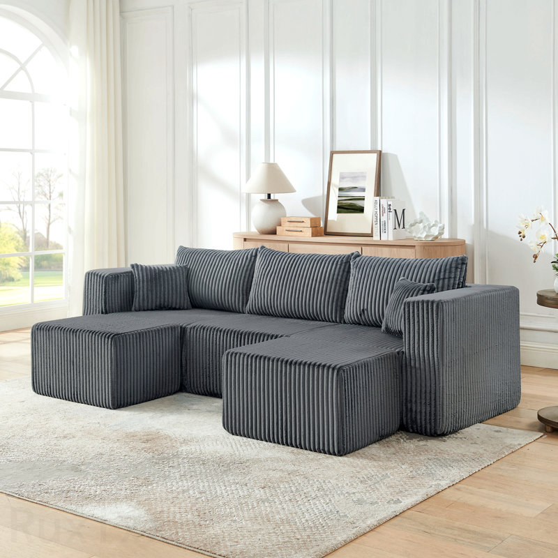 Canapé modulaire pour salon douillet Canapé modulaire compact en velours côtelé avec un style minimaliste moderne et un canapé modulaire à compression ultra-confortable avec un design efficace et peu encombrant - gris