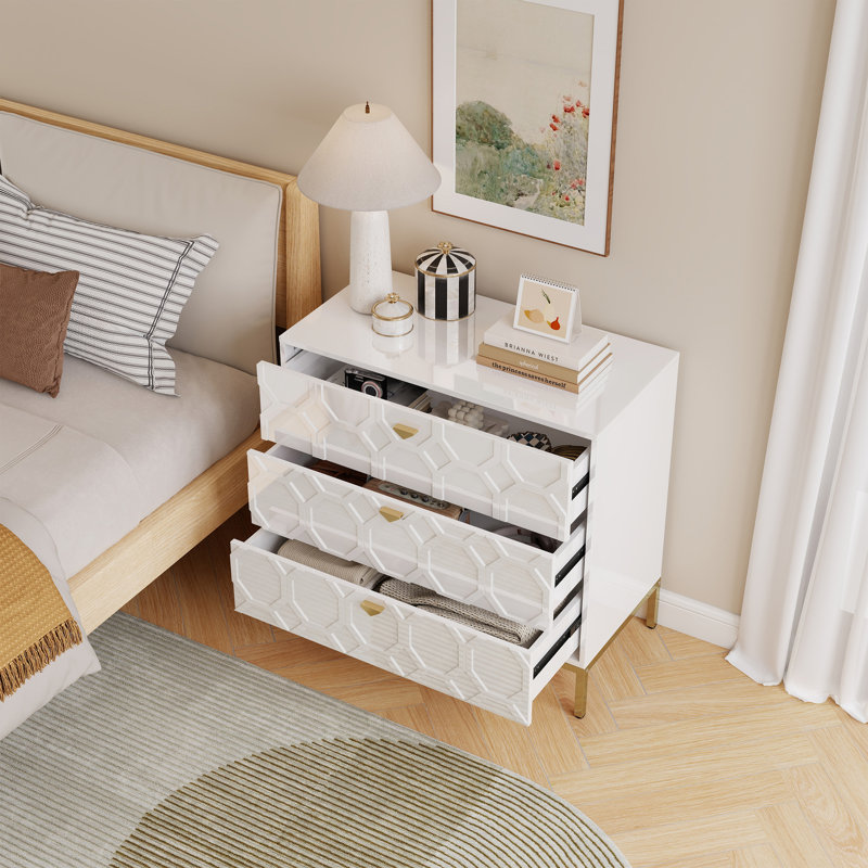 Commode 3 tiroirs pour chambre à coucher Bailes Accent, Blanc