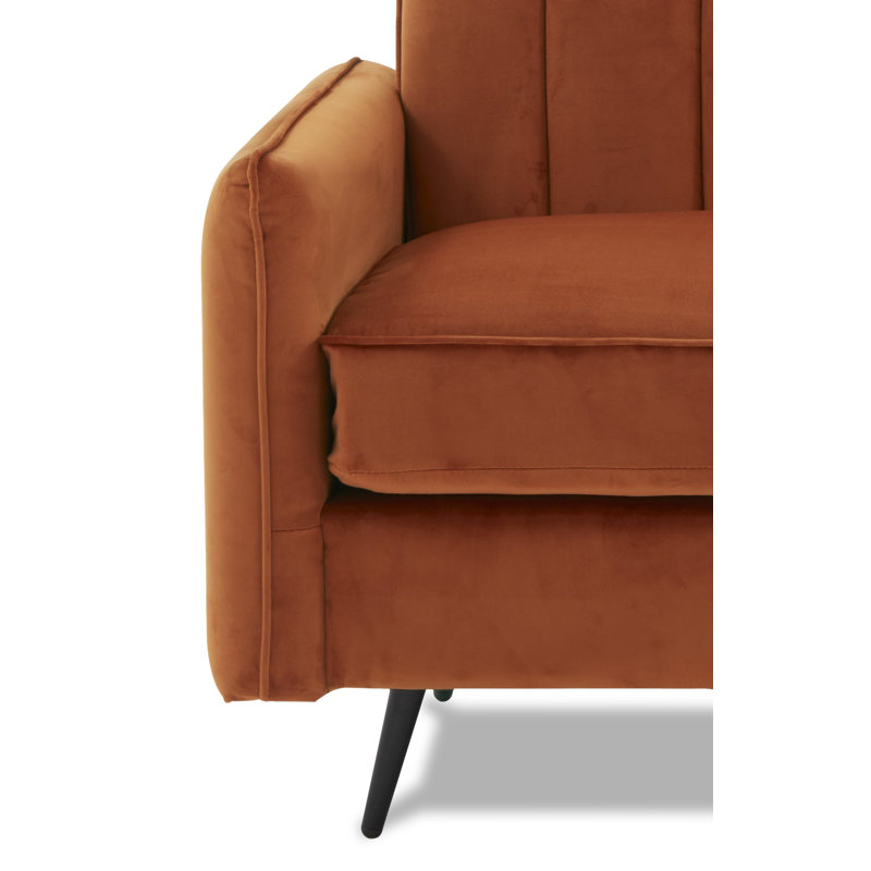 Acke 2 Seater Velvet Loveseat, Rust 