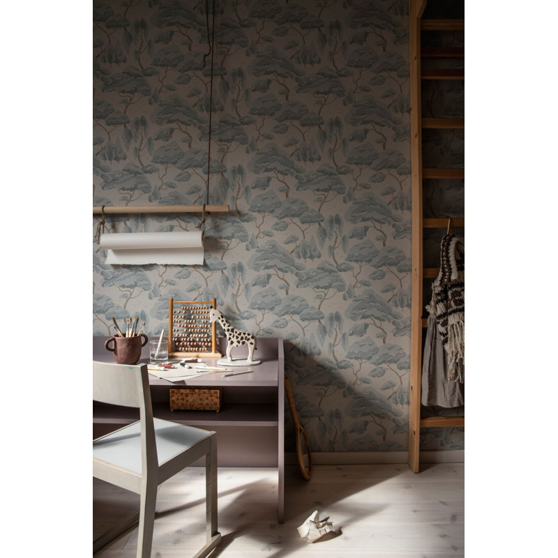 Jordnara Floral Wallpaper Roll, Misty Blue