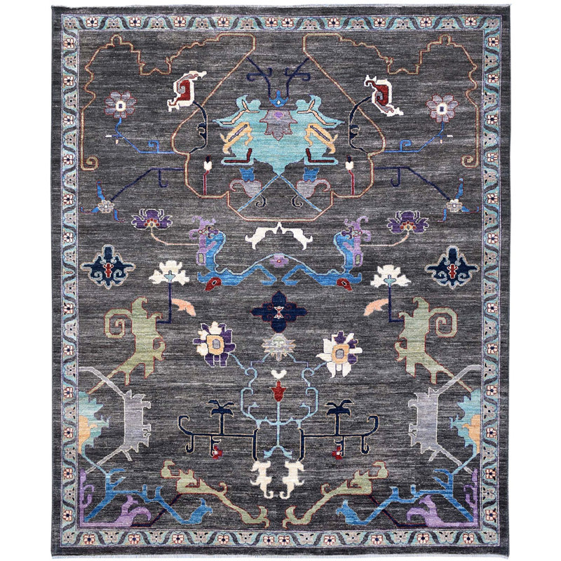 Tapis unique gris / gris anthracite / lavande 8 pi 4 po x 9 pi 10 po