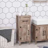 Kleankin Bathroom Floor Cabinet Storage Cupboard With Drawer And Adjustable Shelf