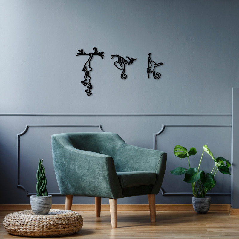 Elegant Black Decorative Metal Wall Accessory Set (3 Pieces) | 100% Metal, Thickness: 0.04 inches | Sizes: 6.7 x 11.0 inches, 9.1 x 20.1 inches, 9.1 x 9.4 inches | Perfect for Modern Home Décor & Stylish Wall Art