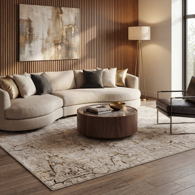 Telisa Distressed Stone Grey/ Gold Area Rug