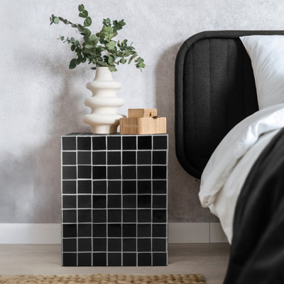 Callista 18" Modern Bohemian Ceramic Tiled Rectangle End Table