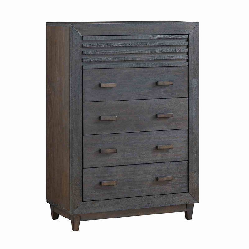 Mobilier de chambre de style transitionnel à lattes de style coffre à lattes et menuiserie brun clair 1Pc