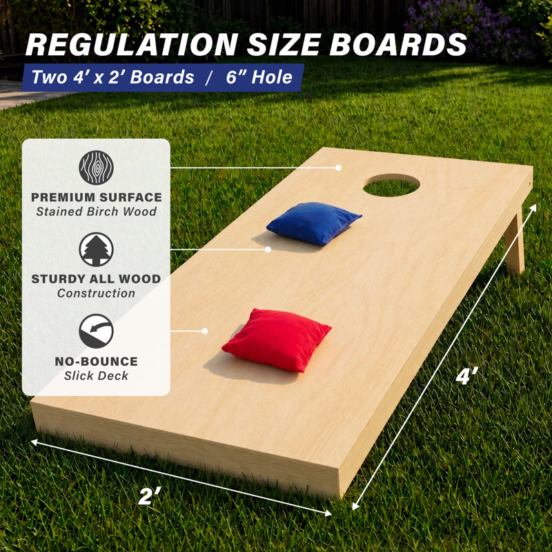 GoSports Regulation Size Solid Wood Premium Cornhole Set - 4 ft x 2 ft