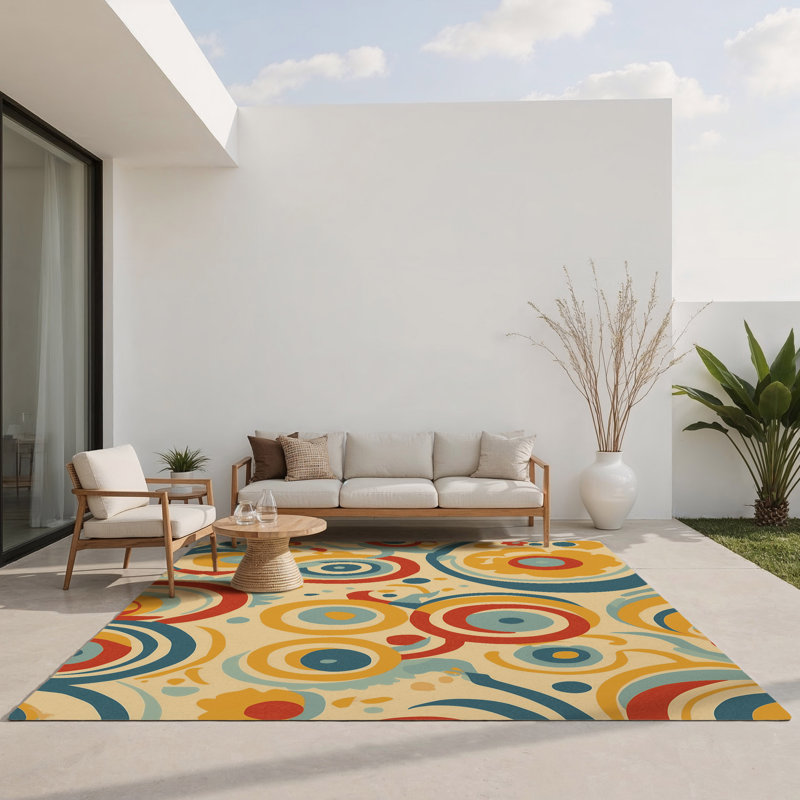 Funky Line Indoor And Outdoor Area Rug, Rectangle 9' x 12'