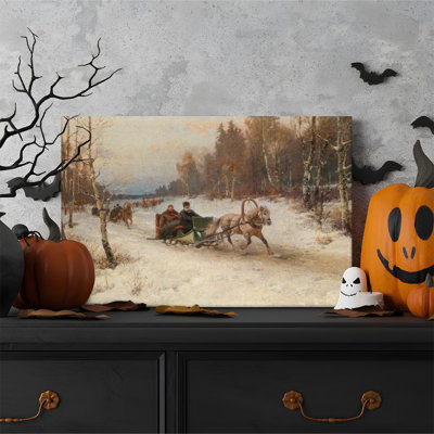 1pc Framed Broxton Painting Snowy Carriage, Winter Forest Journey, Realistic Landscape Style Decor Print Vintage Wall Poster Home Decor Perfect Gift f