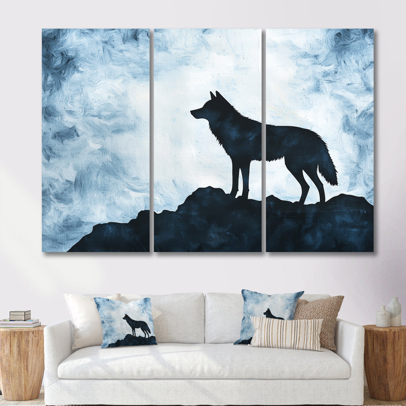 «Forest Wolf Guardian of the Woods IV», ensemble de reproductions d'art mural loup, 28" H x 36" W, Toile tendue