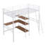 Lit mezzanine simple en métal blanc avec bureau et tablette - élément de chambre à coucher moderne pour les petits espaces