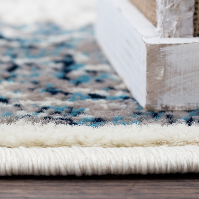 Tapis oriental bleu / beige Allain, Rectangle 3 pi 3 po x 4 pi 11 po
