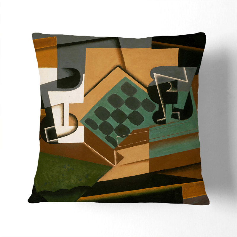 Chessboard And Glass Abstract Square Throw Cushion, 55cm H x 55cm W x 20cm D