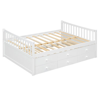Full Size White Daybed with Twin Trundle & Storage Drawers – Space-Saving Guest Bed for Kids & Adults by Chet Connect