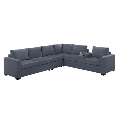 Wide-welt Corduroy Sectional Set With Console by Latitude Run