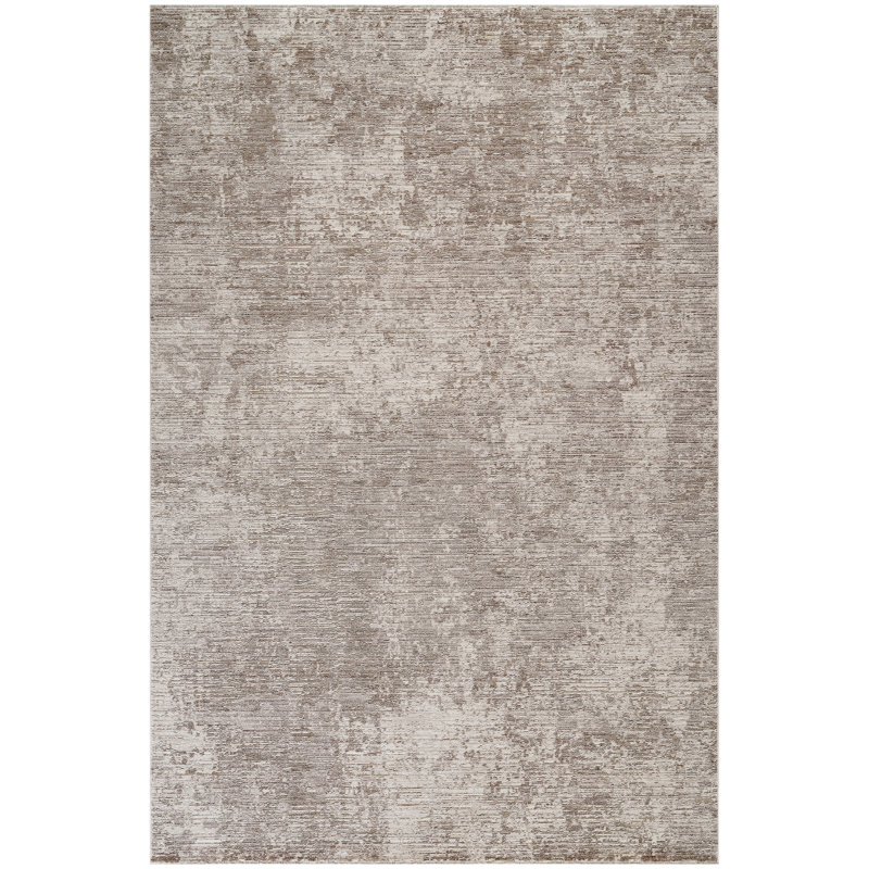 Sealy Easton Modern Abstract Grey Turkish Area Rug with Fringe, Rectangle 4'11" x 7'6", Brown Gray