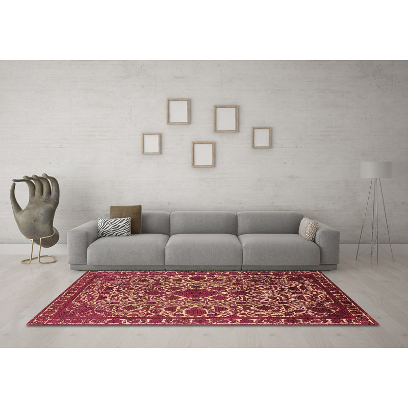 Tapis brun lavable à la machine Morghyn Mid-Century Modern 2228, Carré 4 pi