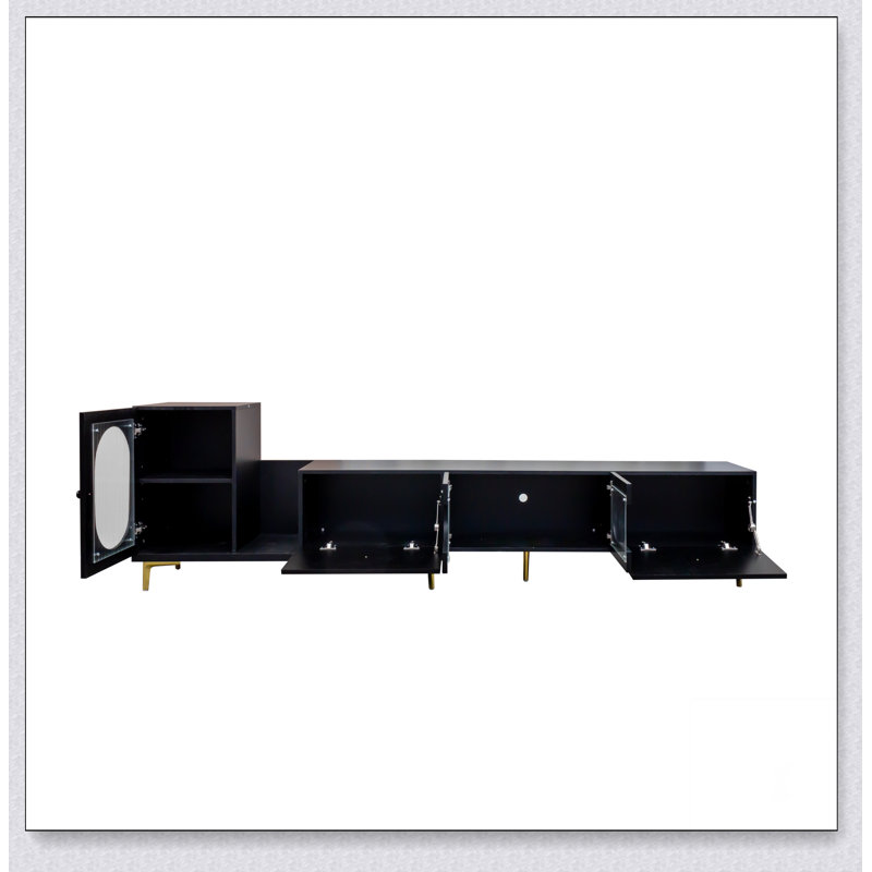 Meuble télé avec meuble télé en bois extensible, Noir
