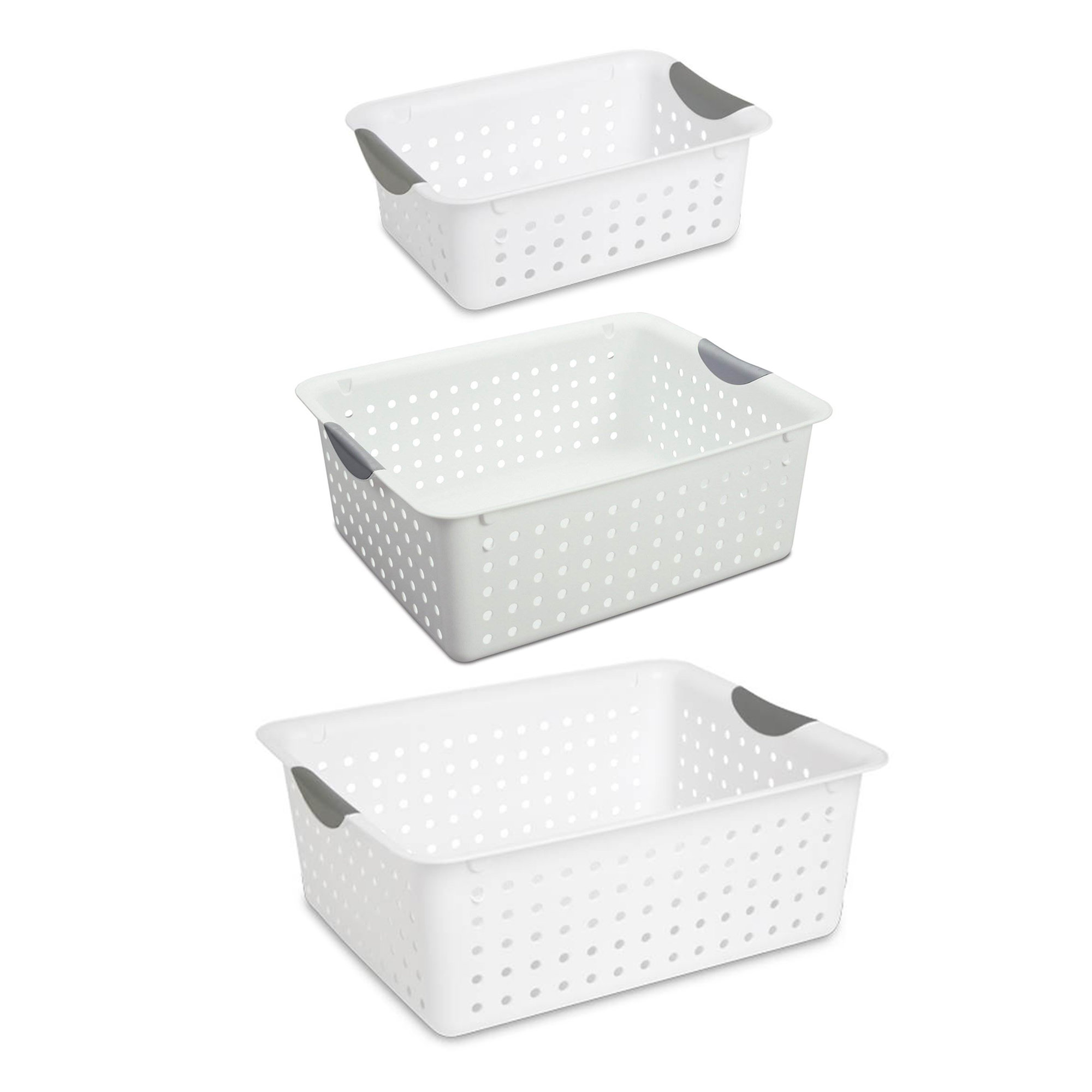 Plastic Basket, Small, THE STABLE COLLECTION, Multi-Use Storage Basket, Rectangular Cabinet Organizer, Baskets for Organizing with Handles