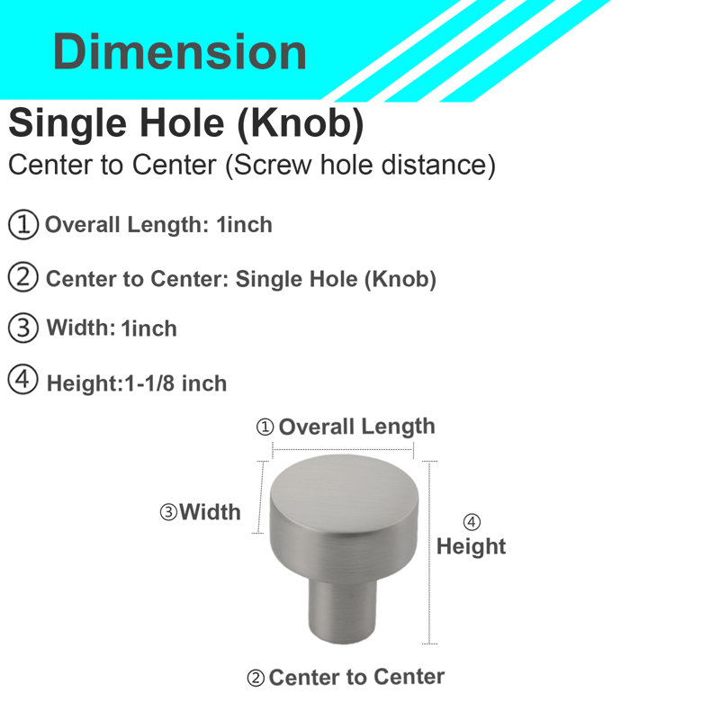 Modket 1" Solid Round Knob, Brushed Nickel