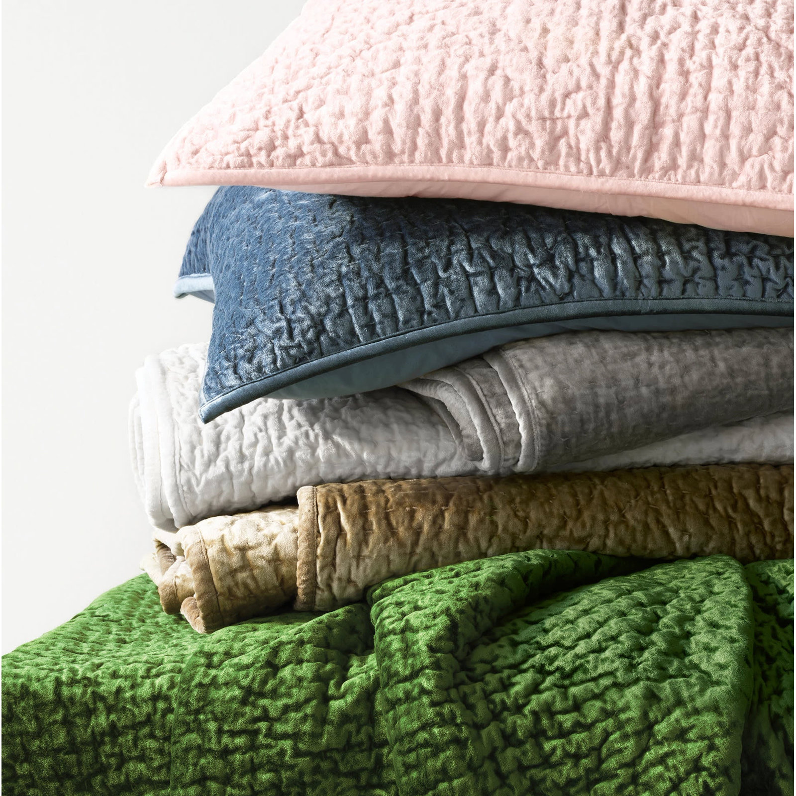 Parisienne Velvet Quilt Set, Full/Queen Quilt, Gray