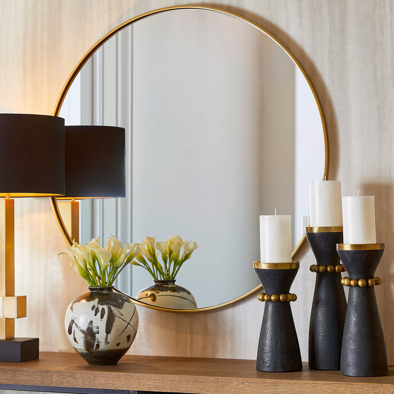 Harmony Round Metal Mirror, Gold