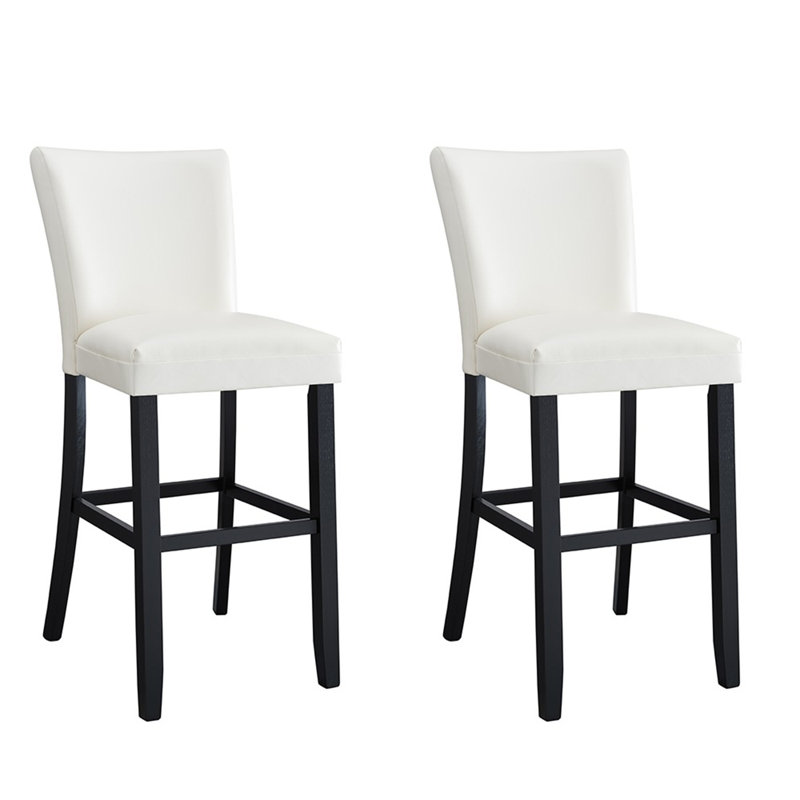 Tabouret de bar moderne en similicuir noir LUMera, Tabouret de bar (siège d'une hauteur de 31,9 po), Blanc crème