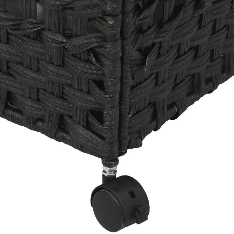 Laundry Basket With Wheels, Black, 23.6" H x 26" W x 13.8" D
