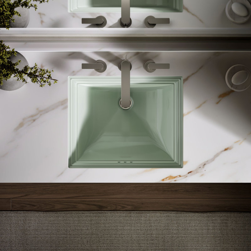 Memoirs® Vitreous China Rectangular Undermount Bathroom Sink with Overflow, Aspen Green