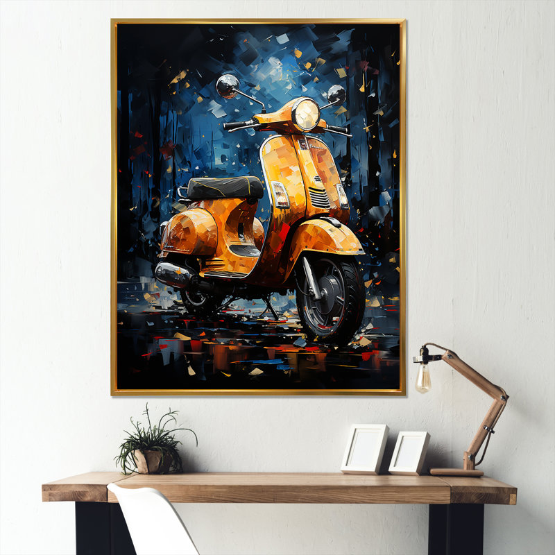 «Riding Scooter In The Country Autumn I», reproduction sur toile, Cadre photo noir, H 40 po x l 30 po