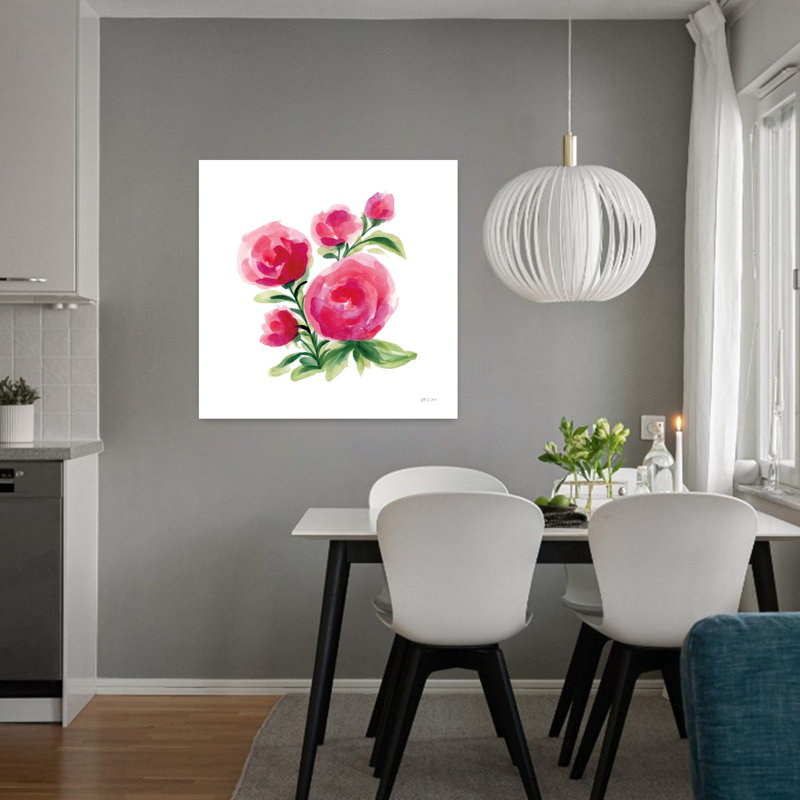 Art contemporain avec fleurs florales, H 32 po x l 32 po