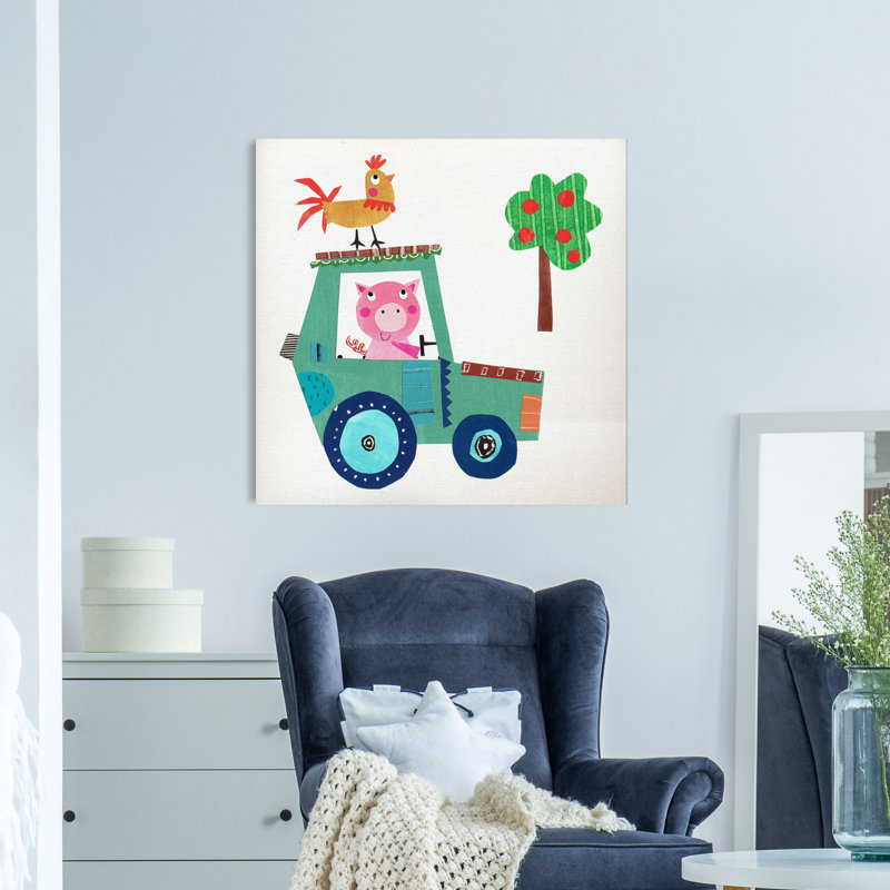 « jolie farm porc », peinture sur toile tendue, H 10 po x l 10 po x P 1,5 po