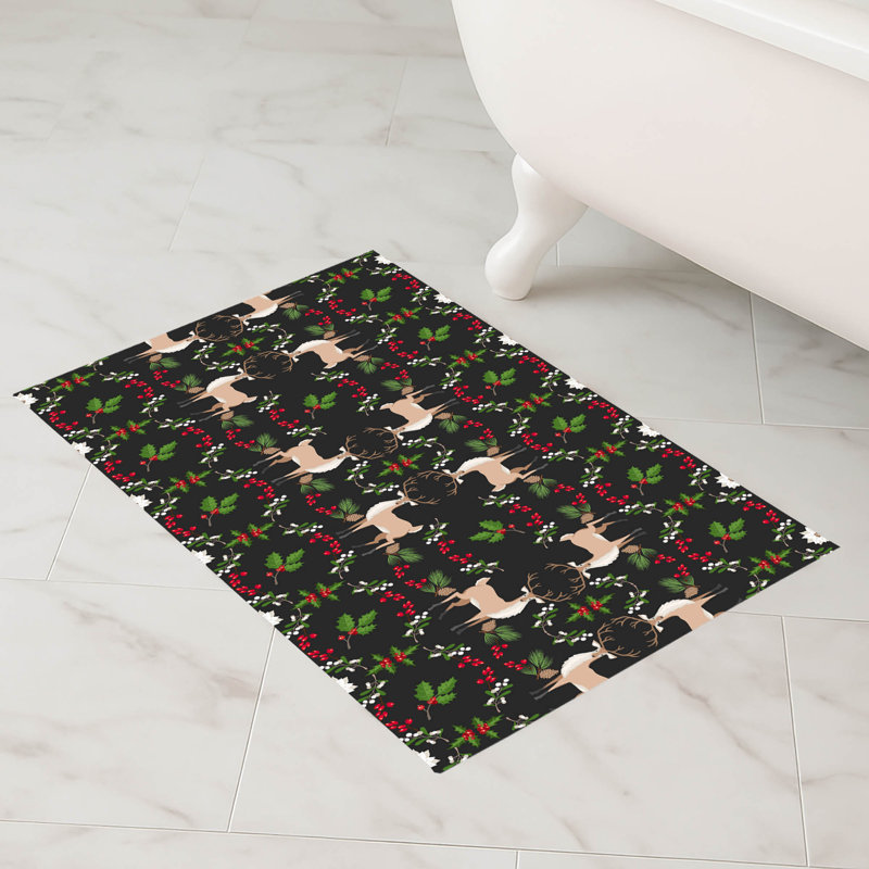 Tapis de bain Botanical Deer, Gris anthracite, Simple - L 24 po x l 17 po