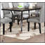 Table de salle à manger rectangulaire moderne en bois naturel avec 6 chaises en tissu gris et tablette de rangement