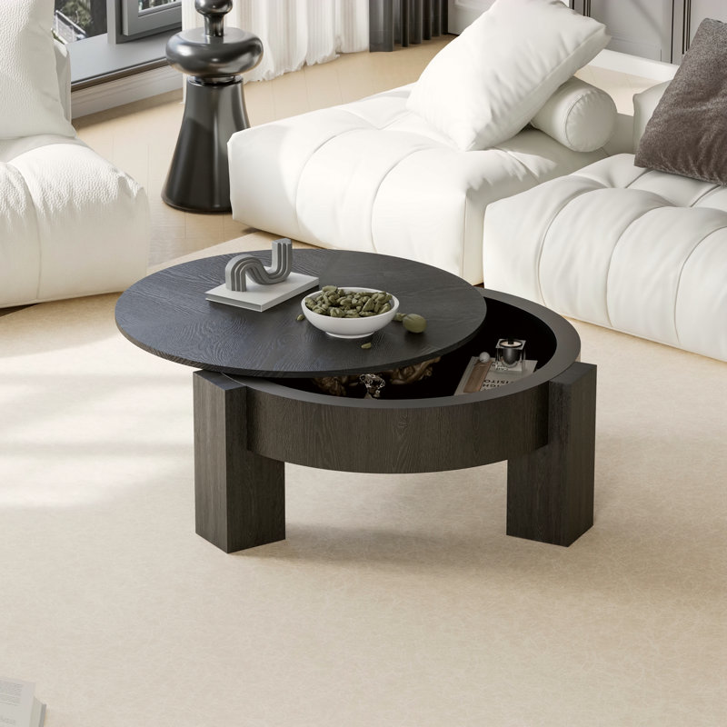 Table basse 33 po avec rangement caché, Noir, noir, noir, noir
