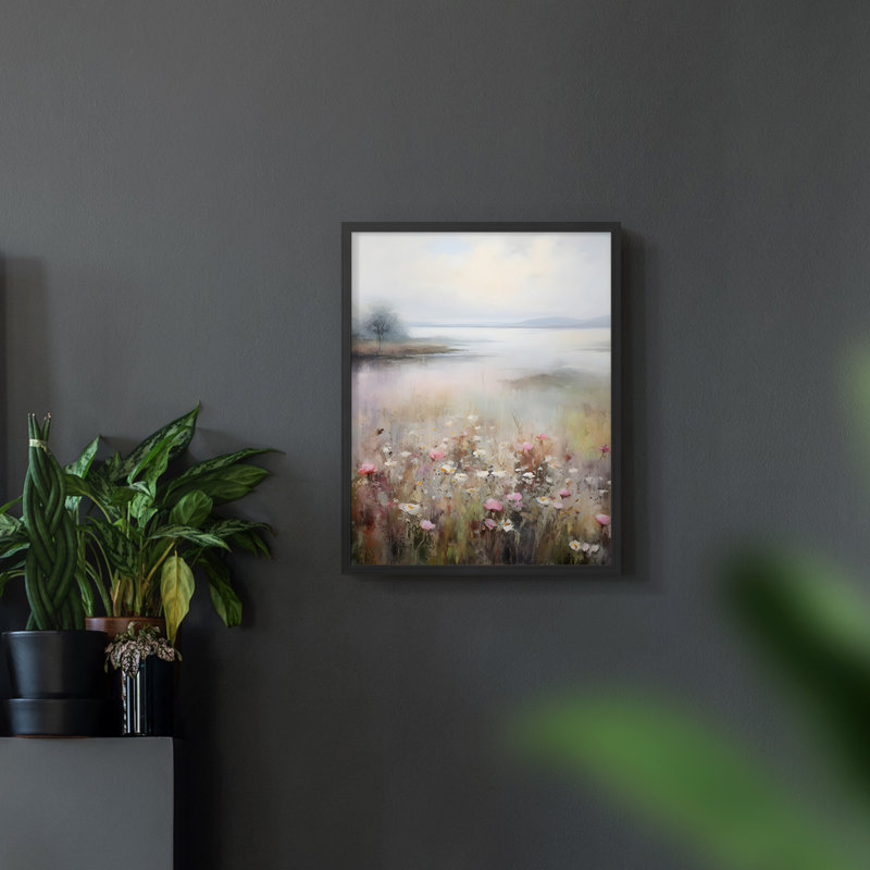 Motif floral rétro CCxxx, Noir, H 10 po x l 8 po