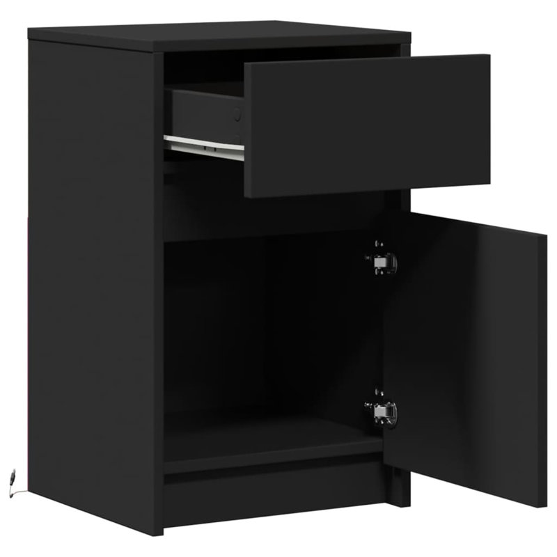 Darleth 38cm W Manufactured Wood Bedside Table, Black, Individual